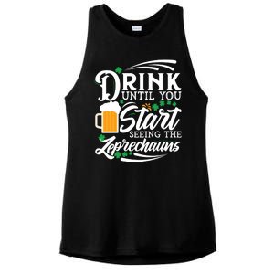 Drink Until You Start Seeing Leprechauns Ladies PosiCharge Tri-Blend Wicking Tank