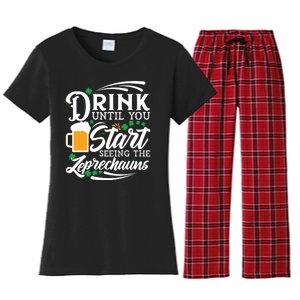 Drink Until You Start Seeing Leprechauns Women's Flannel Pajama Set