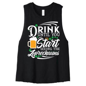 Drink Until You Start Seeing Leprechauns Women's Racerback Cropped Tank