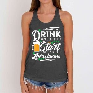 Drink Until You Start Seeing Leprechauns Women's Knotted Racerback Tank