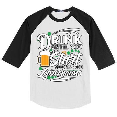 Drink Until You Start Seeing Leprechauns Kids Colorblock Raglan Jersey