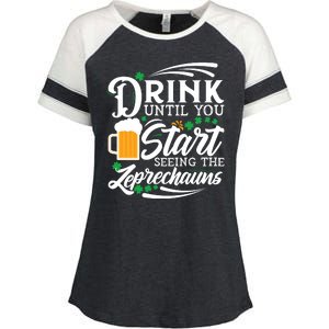 Drink Until You Start Seeing Leprechauns Enza Ladies Jersey Colorblock Tee