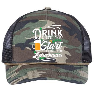 Drink Until You Start Seeing Leprechauns Retro Rope Trucker Hat Cap