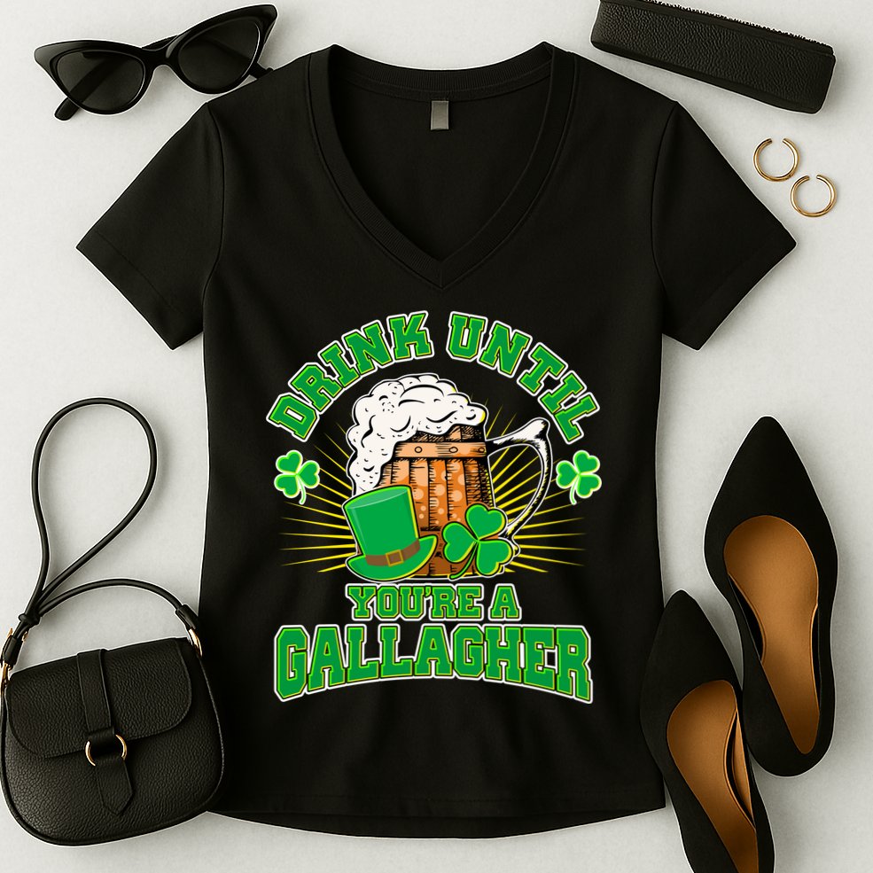 Drink Until You're A Gallagher Women's V-Neck T-Shirt