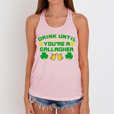 Drink Until You're a Gallagher Funny St. Patrick's Day Drinking Women's Knotted Racerback Tank