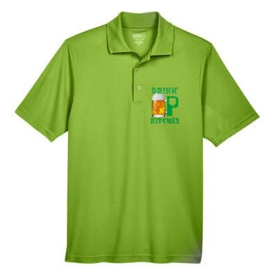 Drink Up Bitches Funny St. Patrick's Day Beer Drinking Men's Origin Performance Pique Polo