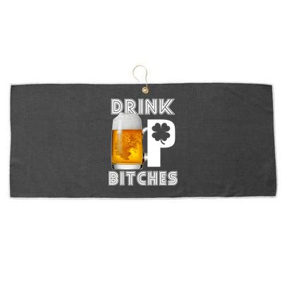 Drink Up Bitches Funny St. Patrick's Day Beer Drinking Large Microfiber Waffle Golf Towel