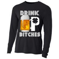 Drink Up Bitches Funny St. Patrick's Day Beer Drinking Cooling Performance Long Sleeve Crew