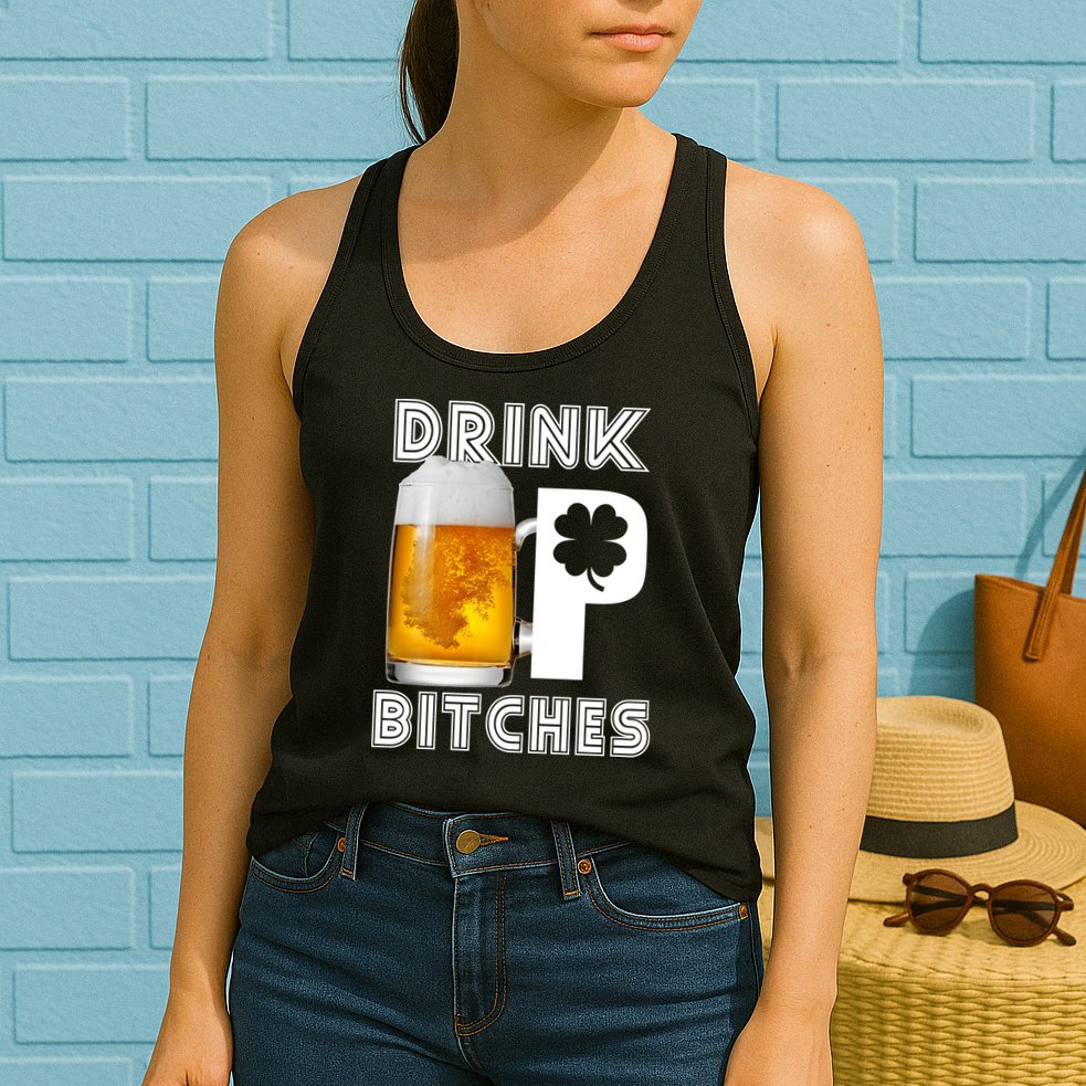 Drink Up Bitches Funny St. Patrick's Day Beer Drinking Womens Tank Top
