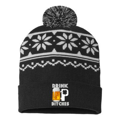 Drink Up Bitches Funny St. Patrick's Day Beer Drinking USA-Made Snowflake Beanie