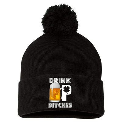 Drink Up Bitches Funny St. Patrick's Day Beer Drinking Pom Pom 12in Knit Beanie