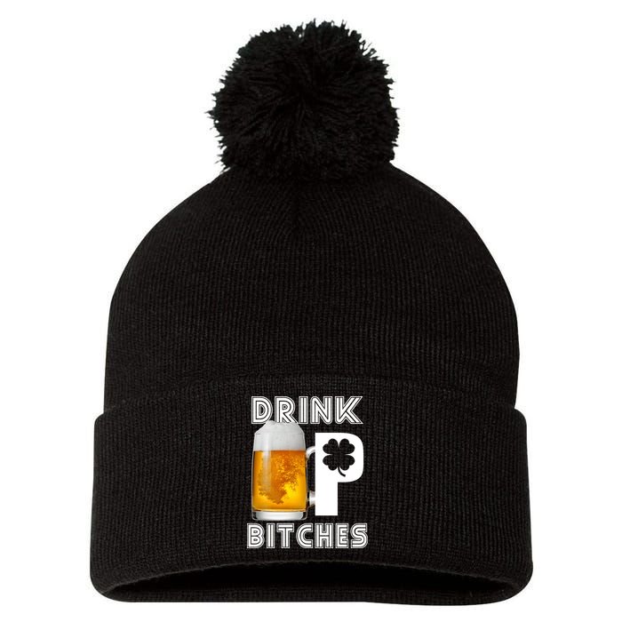 Drink Up Bitches Funny St. Patrick's Day Beer Drinking Pom Pom 12in Knit Beanie
