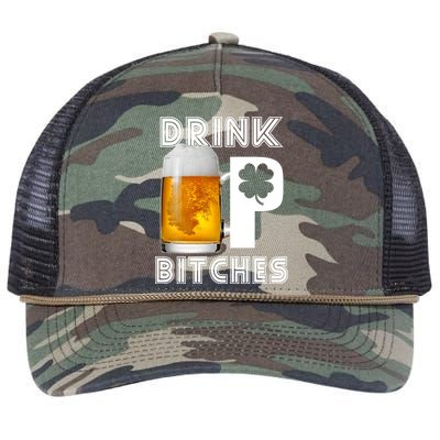 Drink Up Bitches Funny St. Patrick's Day Beer Drinking Retro Rope Trucker Hat Cap