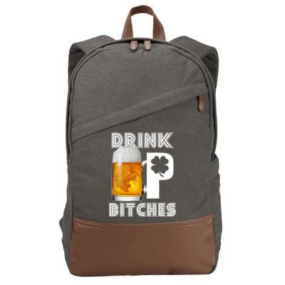 Drink Up Bitches Funny St. Patrick's Day Beer Drinking Cotton Canvas Backpack