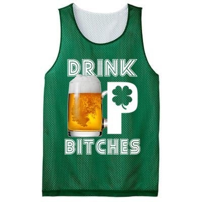 Drink Up Bitches Funny St. Patrick's Day Beer Drinking Mesh Reversible Basketball Jersey Tank
