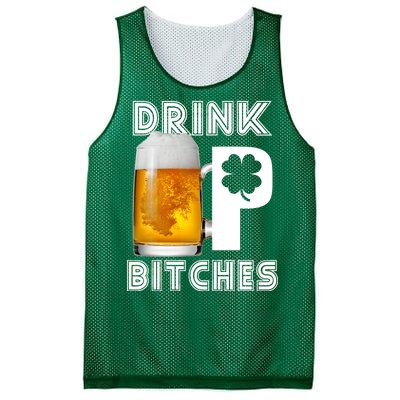 Drink Up Bitches Funny St. Patrick's Day Beer Drinking Mesh Reversible Basketball Jersey Tank