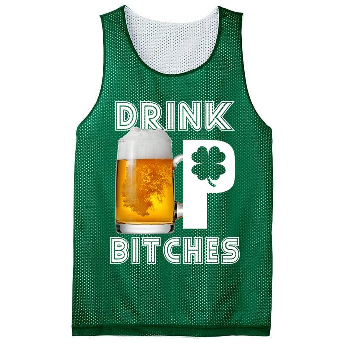 Drink Up Bitches Funny St. Patrick's Day Beer Drinking Mesh Reversible Basketball Jersey Tank