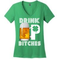 Drink Up Bitches Funny St. Patrick's Day Beer Drinking Women's V-Neck T-Shirt