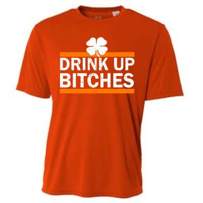 Drink Up Bitches Irish Clover Cooling Performance Crew T-Shirt