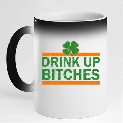 Drink Up Bitches Irish Clover 11oz Black Color Changing Mug