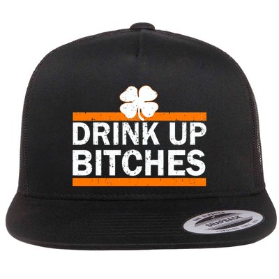 Drink Up Bitches Irish Clover Flatbill Hat