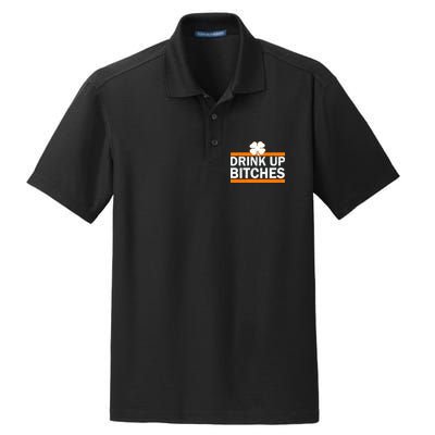 Drink Up Bitches Irish Clover Dry Zone Grid Polo