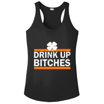 Drink Up Bitches Irish Clover Ladies PosiCharge Competitor Racerback Tank