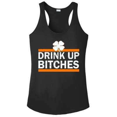 Drink Up Bitches Irish Clover Ladies PosiCharge Competitor Racerback Tank