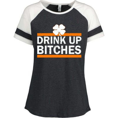 Drink Up Bitches Irish Clover Enza Ladies Jersey Colorblock Tee