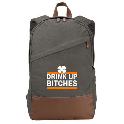 Drink Up Bitches Irish Clover Cotton Canvas Backpack