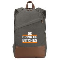 Drink Up Bitches Irish Clover Cotton Canvas Backpack