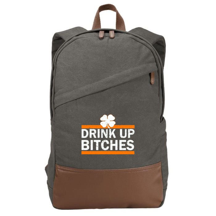 Drink Up Bitches Irish Clover Cotton Canvas Backpack