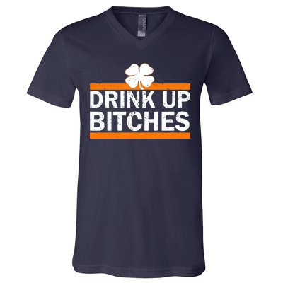 Drink Up Bitches Irish Clover V-Neck T-Shirt