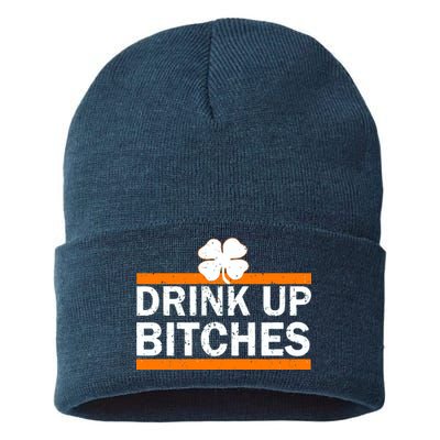 Drink Up Bitches Irish Clover Sustainable Knit Beanie