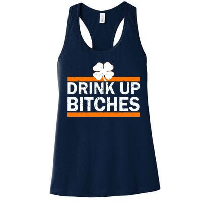 Drink Up Bitches Irish Clover Women's Racerback Tank