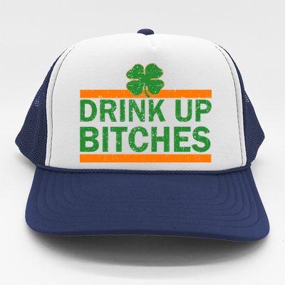 Drink Up Bitches Irish Clover Trucker Hat