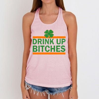 Drink Up Bitches Irish Clover Women's Knotted Racerback Tank