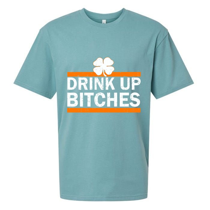 Drink Up Bitches Irish Clover Sueded Cloud Jersey T-Shirt