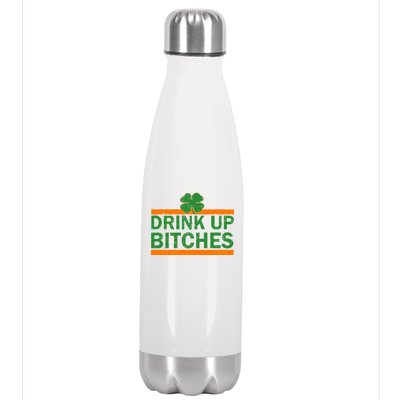 Drink Up Bitches Irish Clover Stainless Steel Insulated Water Bottle