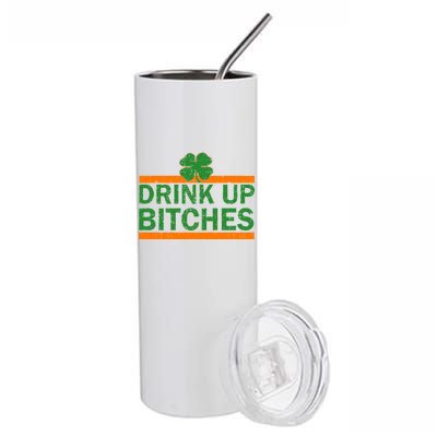 Drink Up Bitches Irish Clover Stainless Steel Tumbler