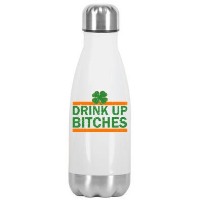 Drink Up Bitches Irish Clover Stainless Steel Insulated Water Bottle