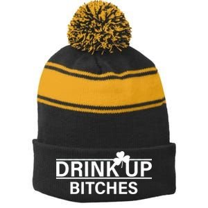 Drink Up Bitches Simple Logo Stripe Pom Pom Beanie