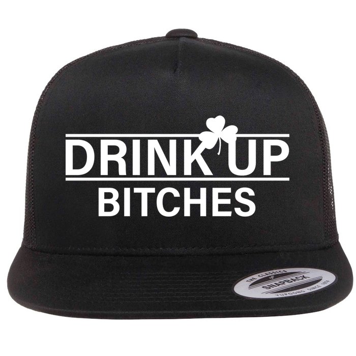 Drink Up Bitches Simple Logo Flat Bill Trucker Hat