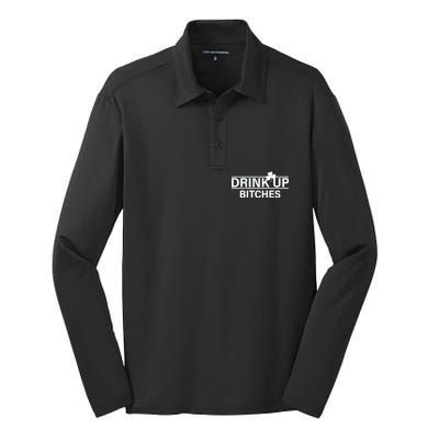 Drink Up Bitches Simple Logo Silk Touch Performance Long Sleeve Polo