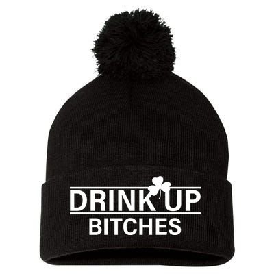 Drink Up Bitches Simple Logo Pom Pom 12in Knit Beanie