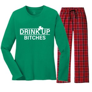 Drink Up Bitches Simple Logo Women's Long Sleeve Flannel Pajama Set 