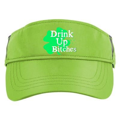 Drink Up Bitches St Patrick's Day Clover Adult Drive Performance Visor