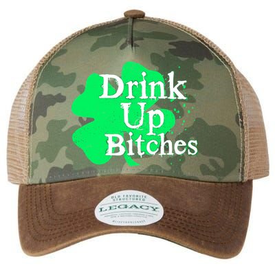 Drink Up Bitches St Patrick's Day Clover Legacy Tie Dye Trucker Hat