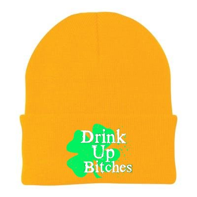 Drink Up Bitches St Patrick's Day Clover Knit Cap Winter Beanie