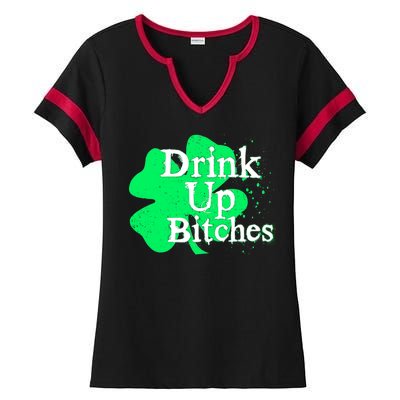 Drink Up Bitches St Patrick's Day Clover Ladies Halftime Notch Neck Tee